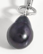 Baroque Pearl Clip-On Pendant | Silver Plated/Grey Pearl