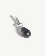 Baroque Pearl Clip-On Pendant | Silver Plated/Grey Pearl