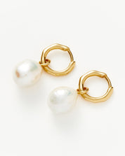 Pearl Drop Mini Hoop Earrings