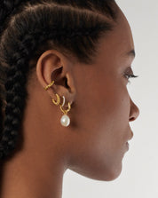 Pearl Drop Mini Hoop Earrings