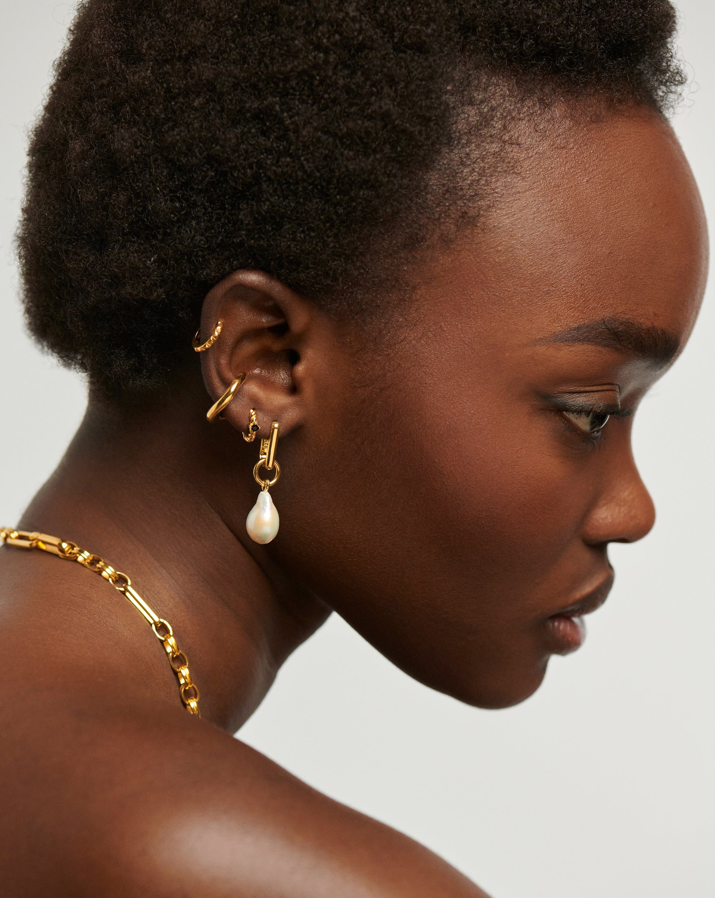 Baroque Pearl Single Ovate Earring | 18k Gold Vermeil/Pearl