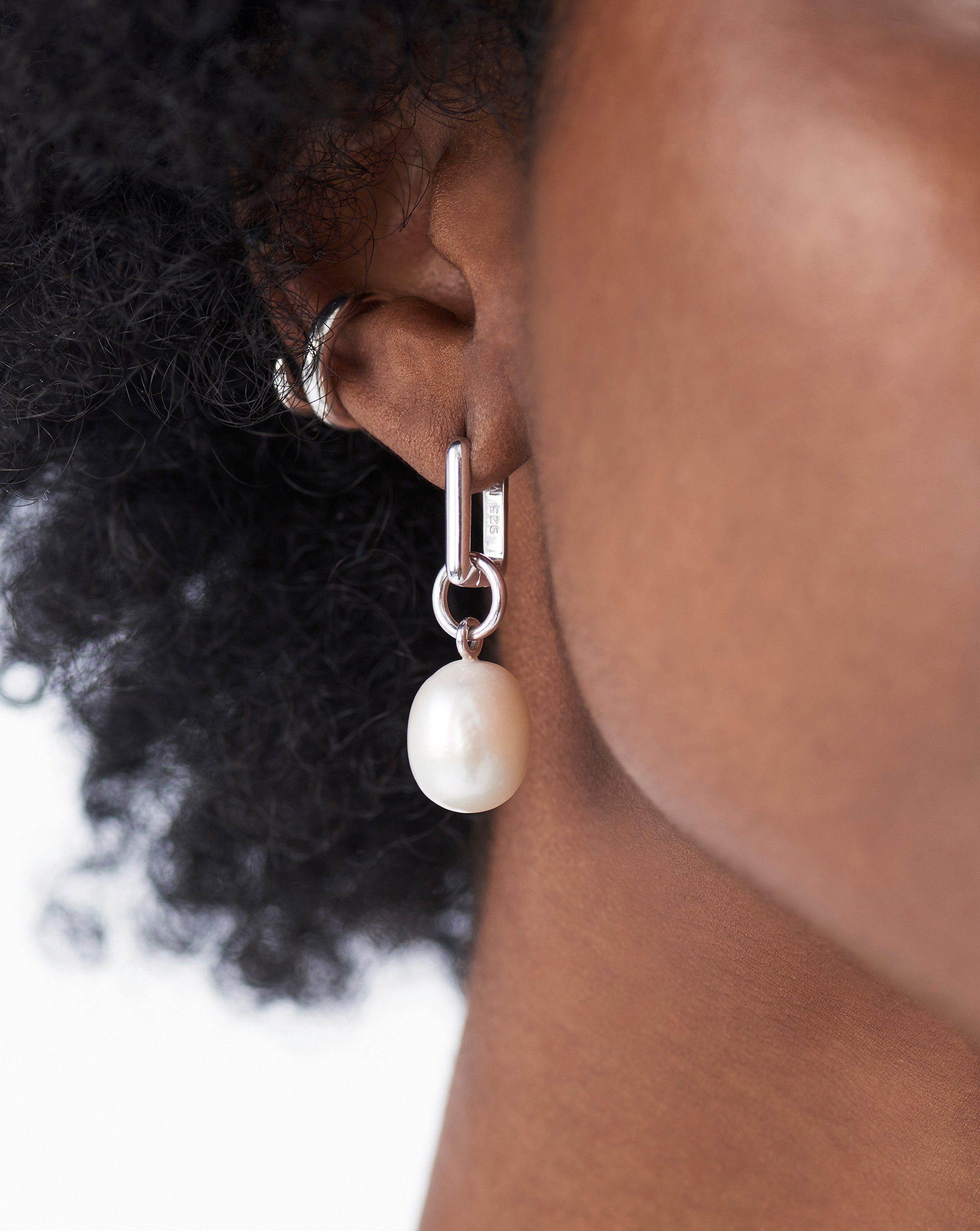 Baroque Pearl Single Ovate Earring | Sterling Silver/Pearl