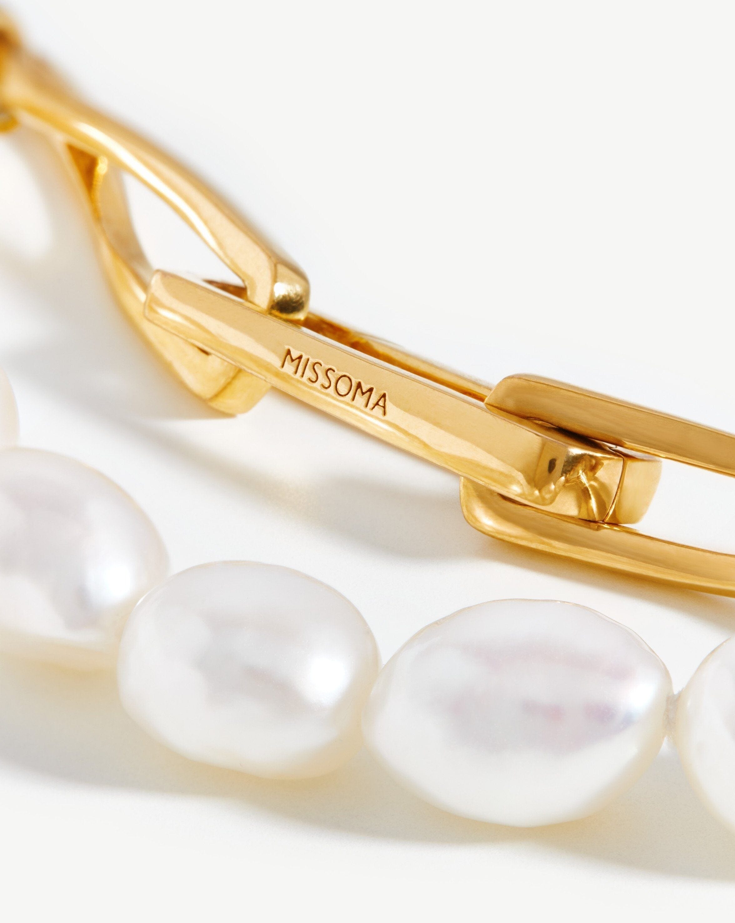 Baroque Pearl Twisted Link Bracelet | 18k Gold Plated/Pearl