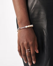 Baroque Pearl Twisted Link Bracelet | Silver Plated/Pearl