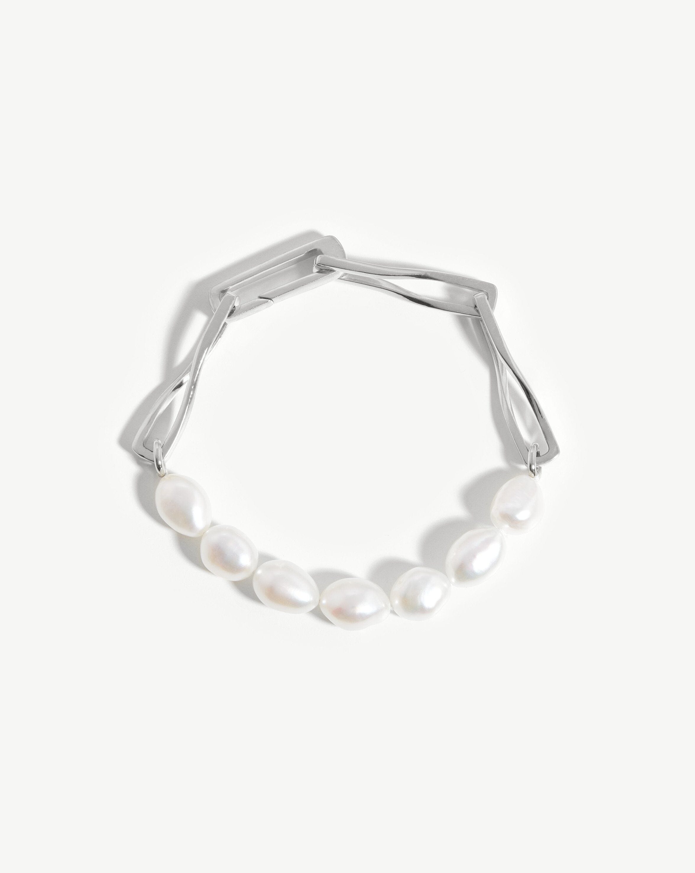 Baroque Pearl Twisted Link Bracelet | Silver Plated/Pearl