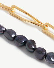 Baroque Pearl Twisted Link Necklace | 18k Gold Plated/Grey Pearl