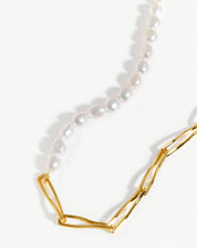 Baroque Pearl Twisted Link Necklace | 18k Gold Plated/Pearl