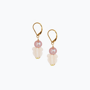 White Crown Pink Pearl Drop Earring