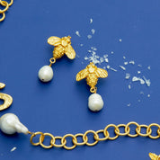 Bee + Pearl Drop Earrings