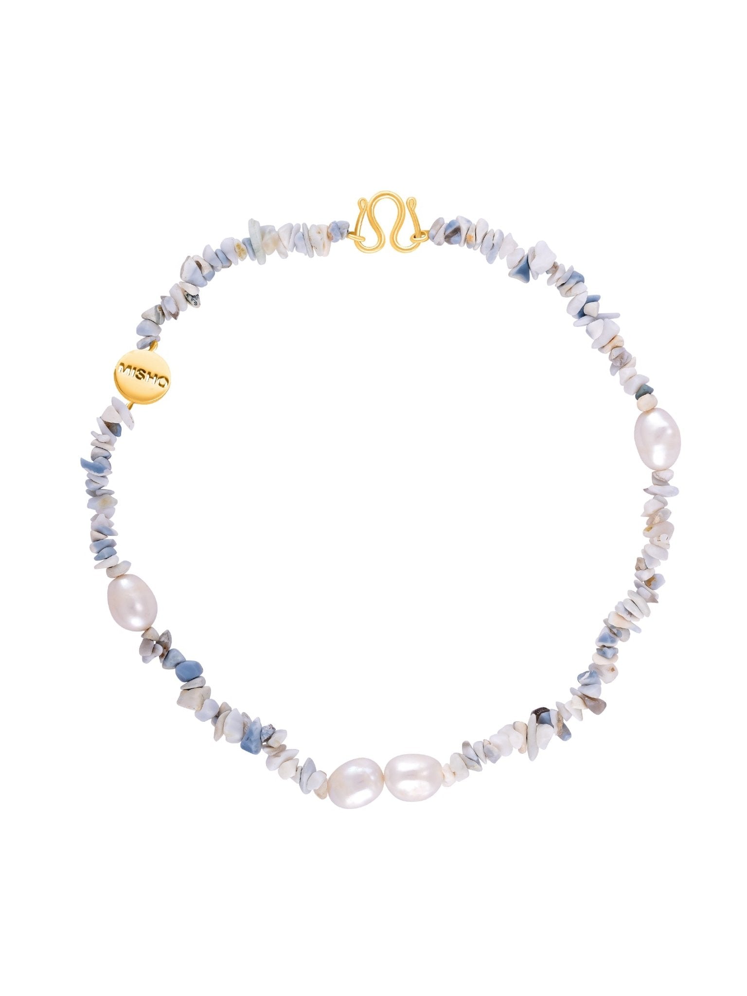 Blue Opal and Pearl Necklace