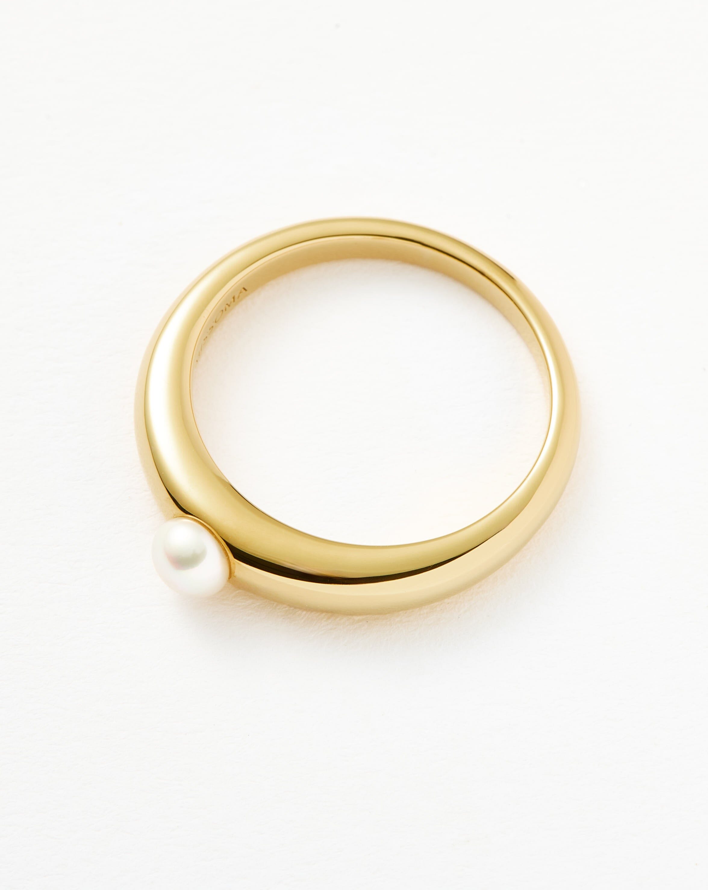 Button Pearl Classic Stacking Ring | 18k Gold Vermeil/Pearl