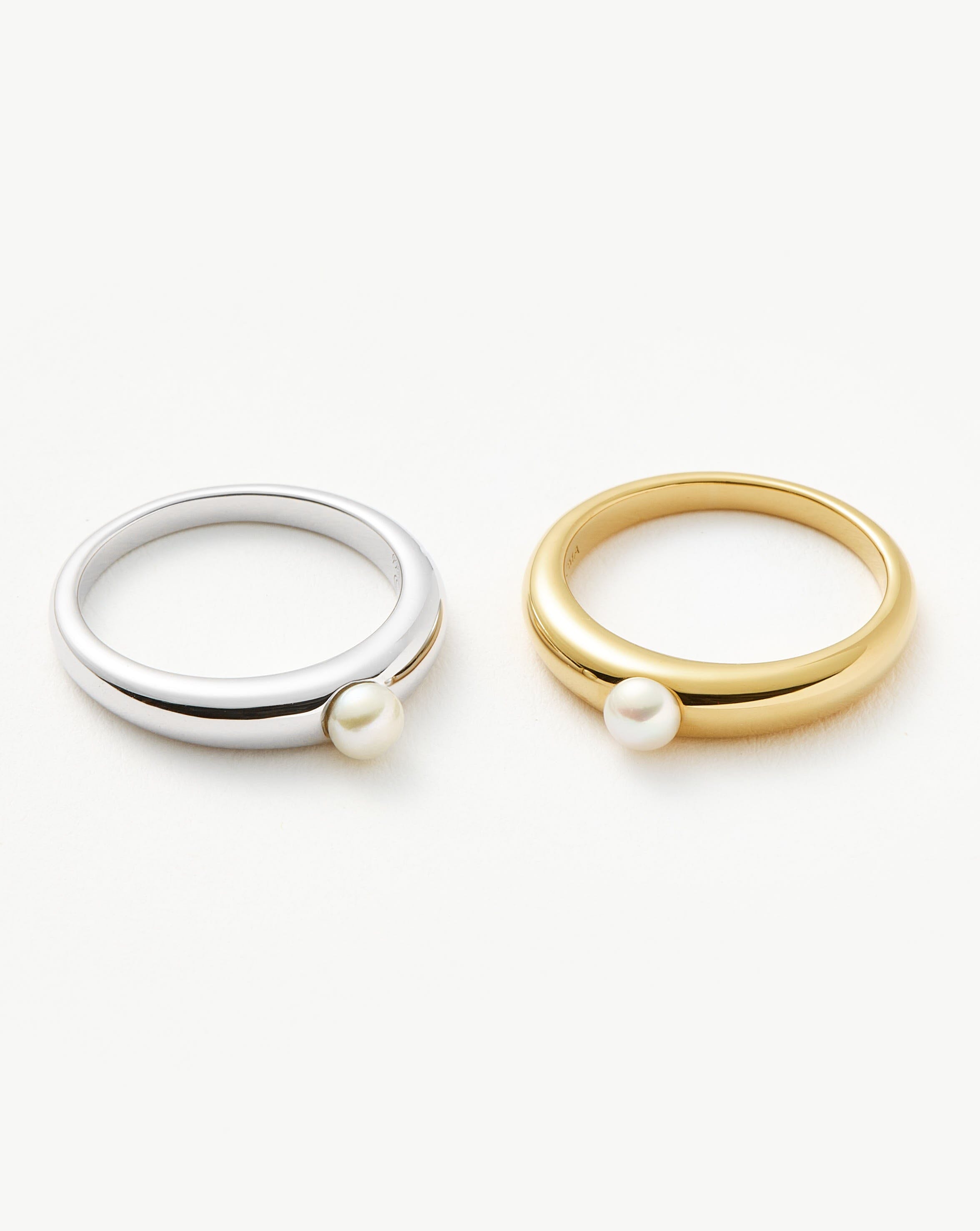 Button Pearl Classic Stacking Ring | 18k Gold Vermeil/Pearl