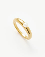 Button Pearl Classic Stacking Ring | 18k Gold Vermeil/Pearl