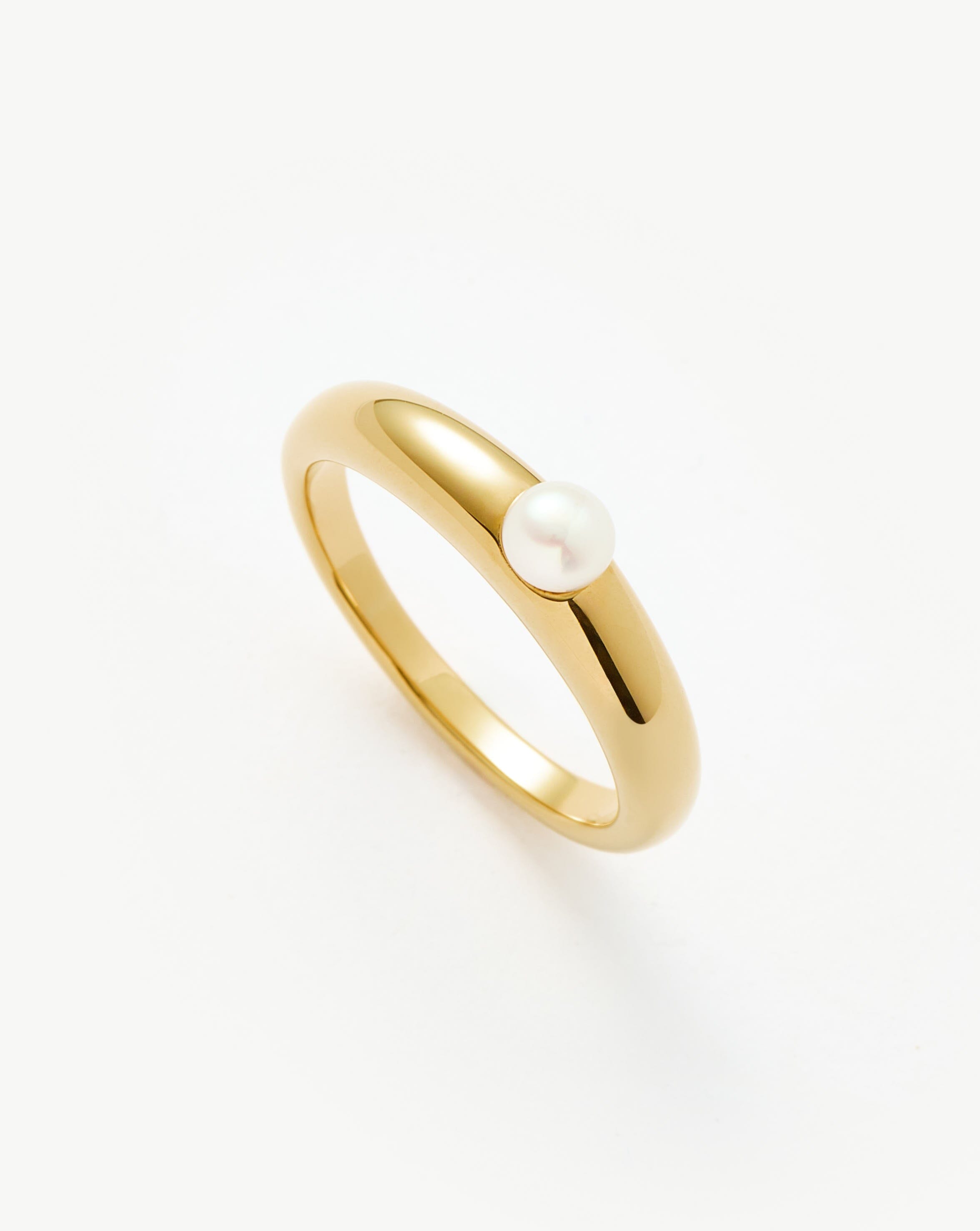 Button Pearl Classic Stacking Ring | 18k Gold Vermeil/Pearl