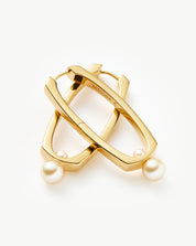 Button Pearl Ovate Hoop Earrings | 18k Gold Plated/Pearl