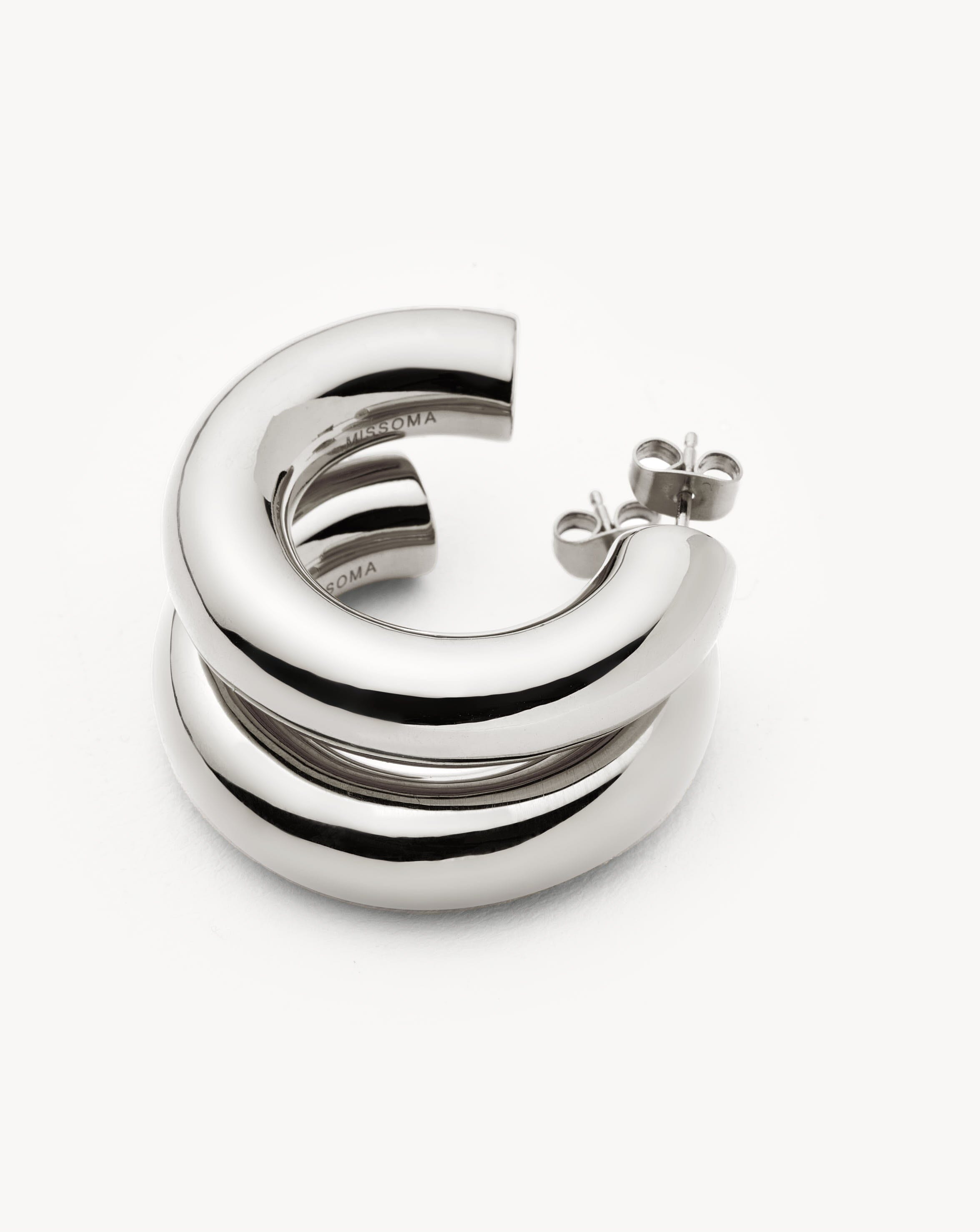 Chubby Large Hoop Earrings | Silver Plated