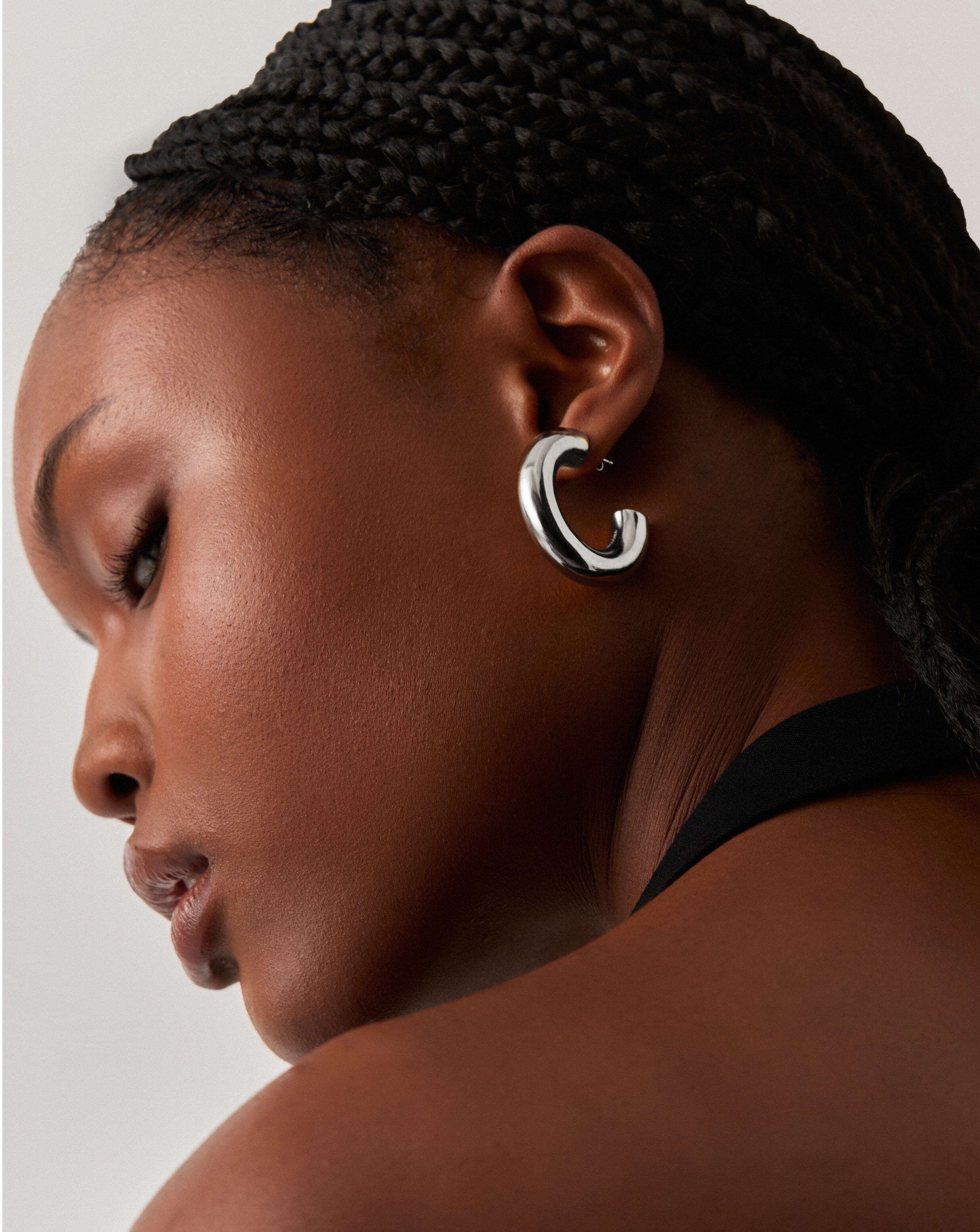 Chubby Large Hoop Earrings | Silver Plated