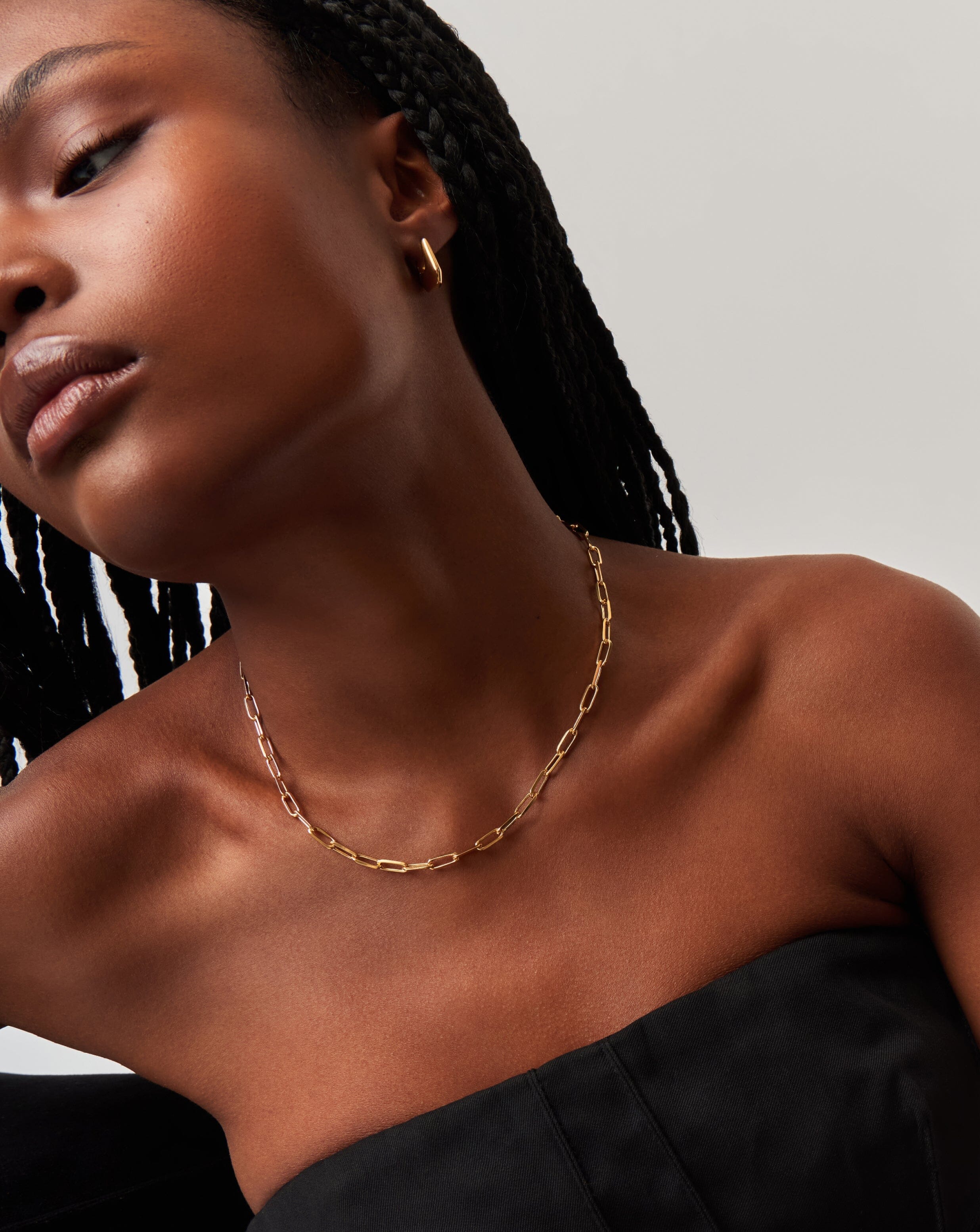 Classic Mini Short Paperclip Chain Necklace | 18k Gold Plated