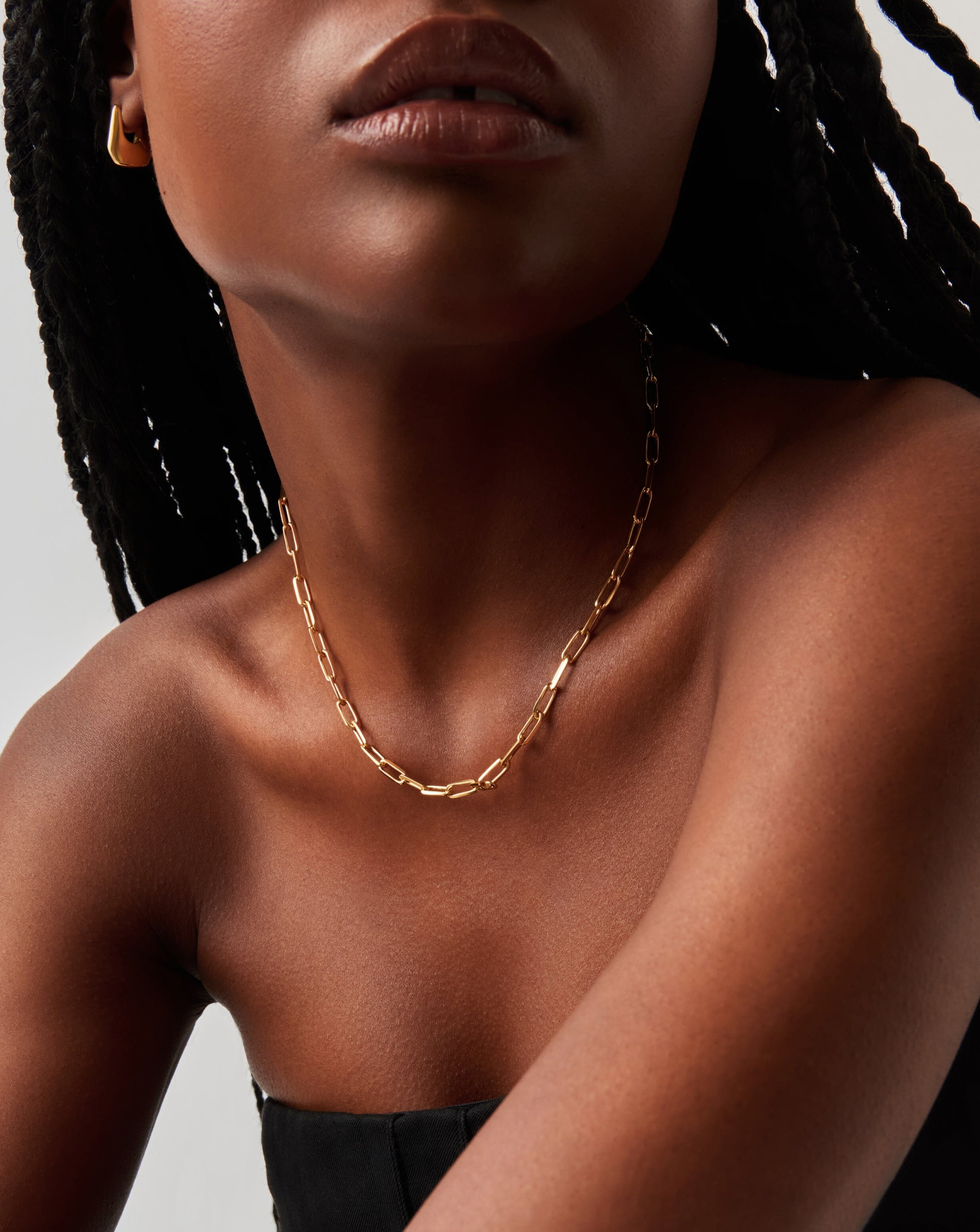 Classic Mini Short Paperclip Chain Necklace | 18k Gold Plated