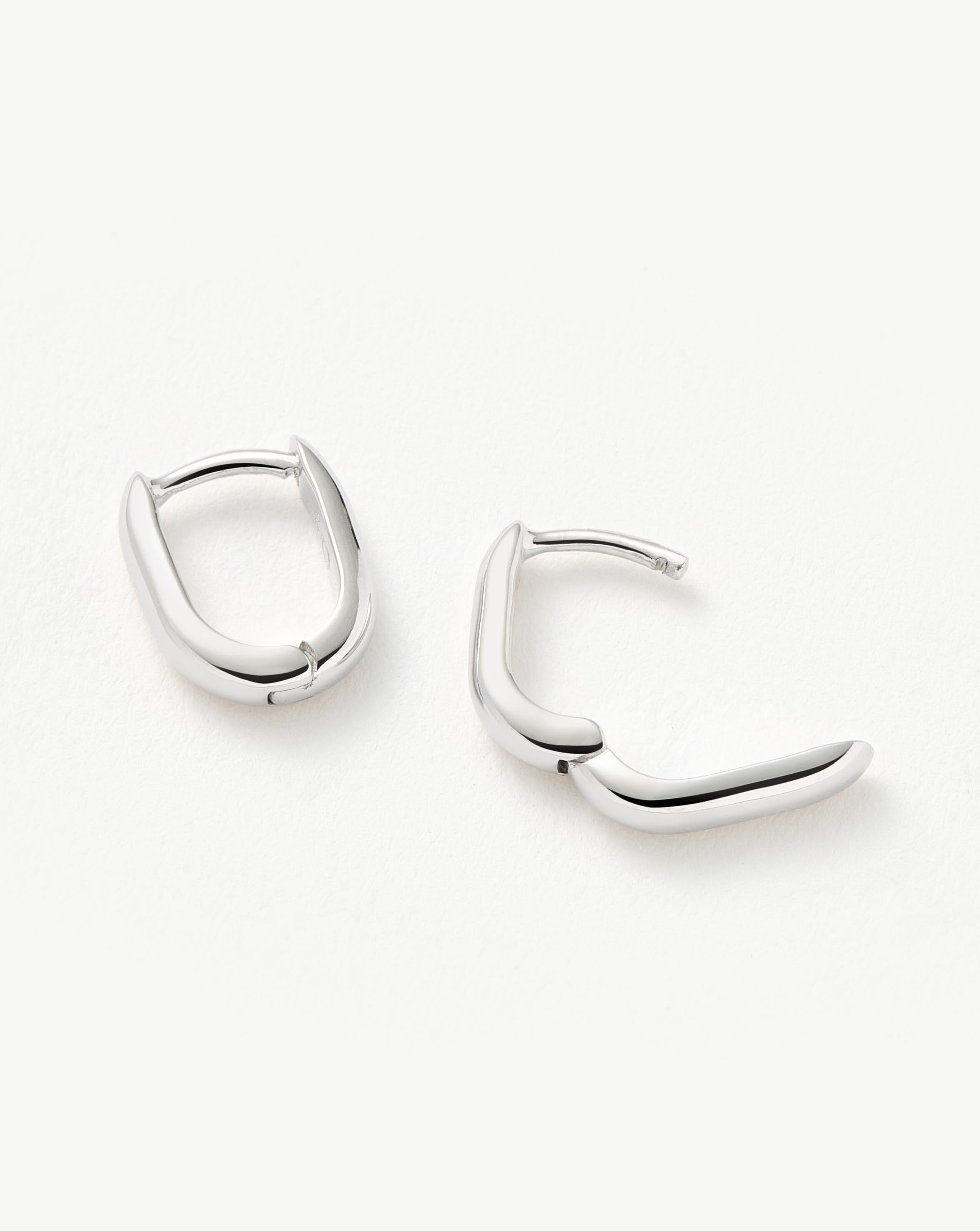 Classic Ovate Huggies| Rhodium Plated on Recycled Sterling Silver