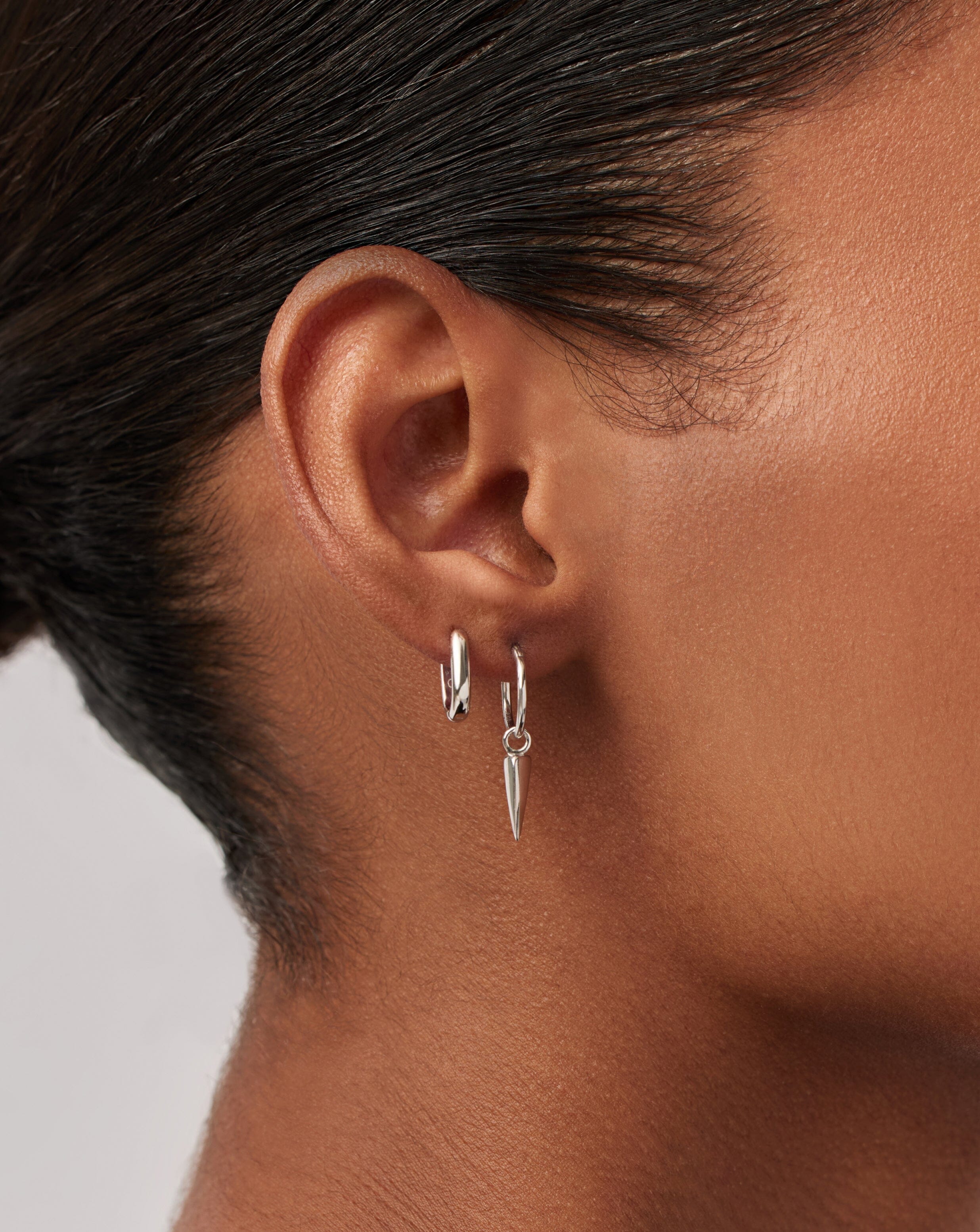 Classic Ovate Huggies| Rhodium Plated on Recycled Sterling Silver