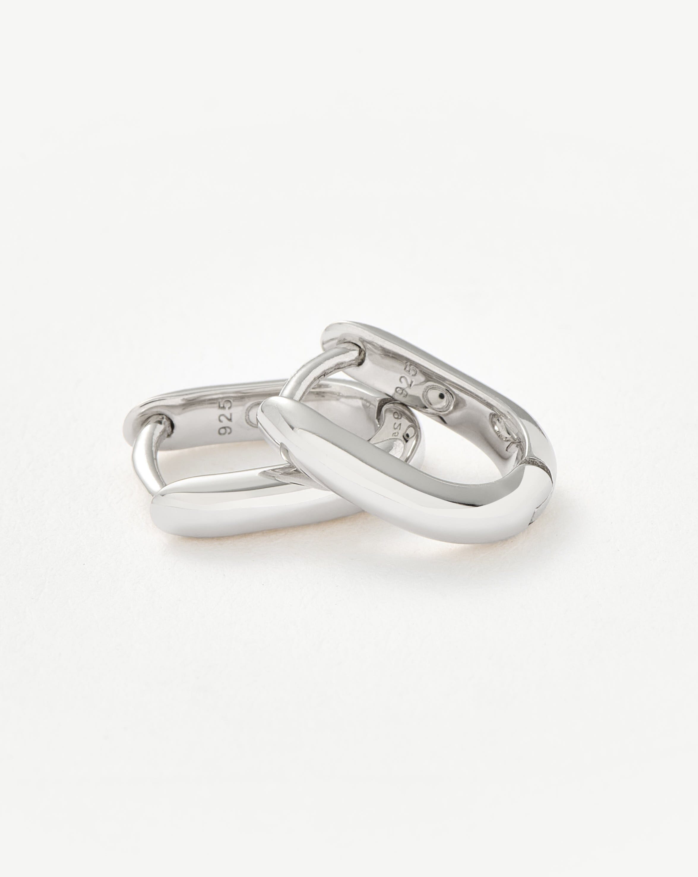 Classic Ovate Huggies| Rhodium Plated on Recycled Sterling Silver