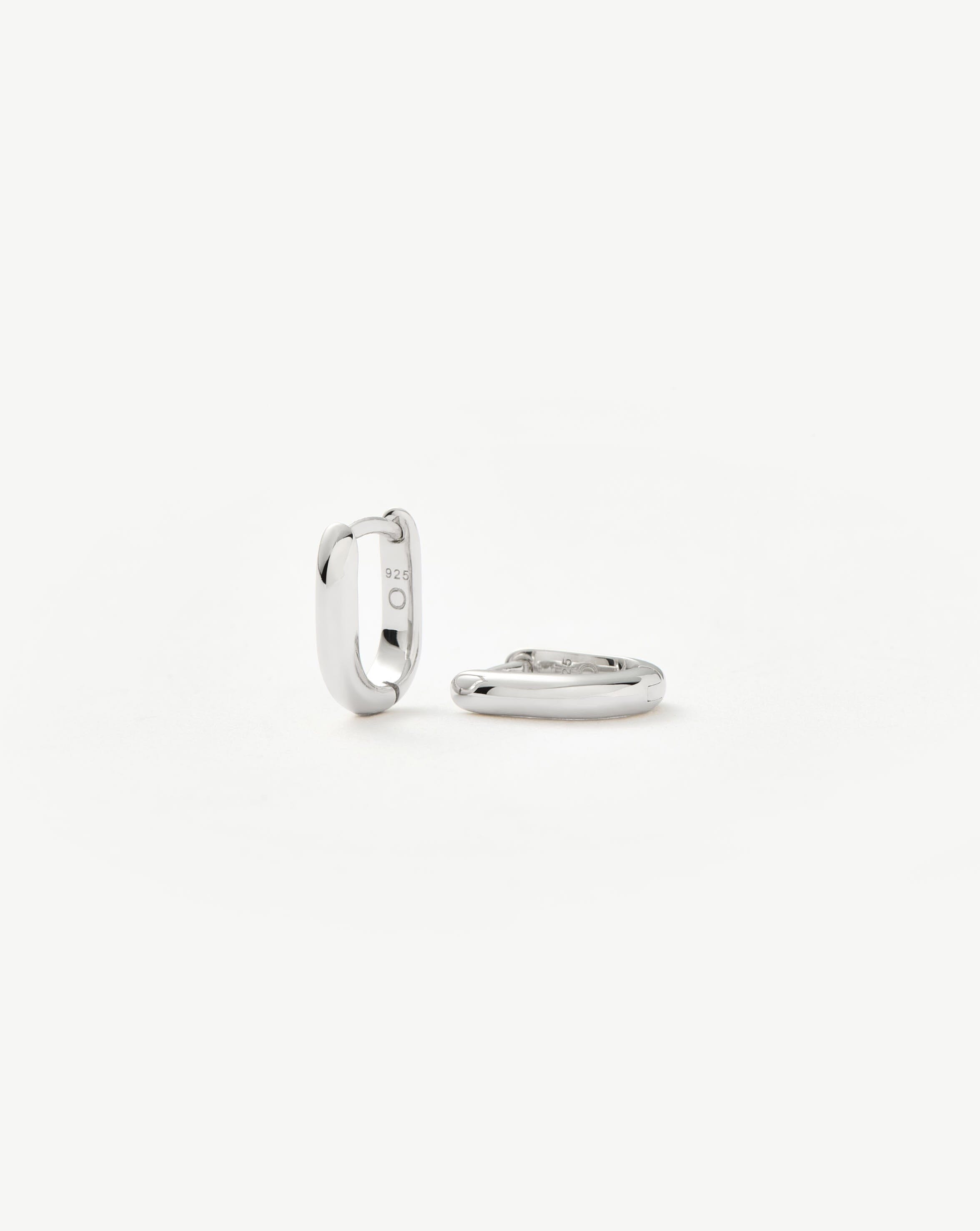 Classic Ovate Huggies| Rhodium Plated on Recycled Sterling Silver