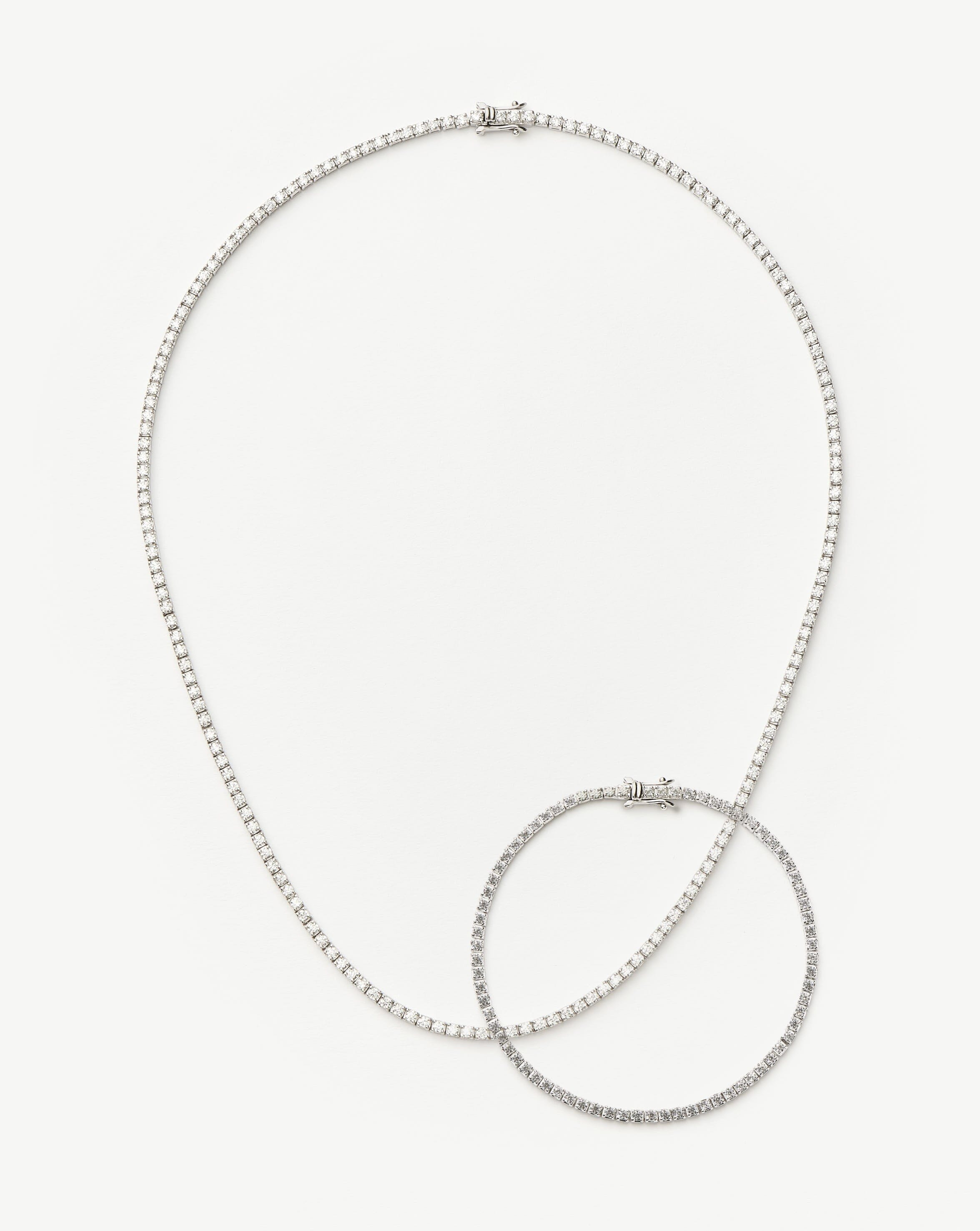 Classic Tennis Necklace & Bracelet Set | Sterling Silver Cubic Zirconia