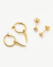 Claw Hoop & Stud Earrings Set | 18k Gold Vermeil