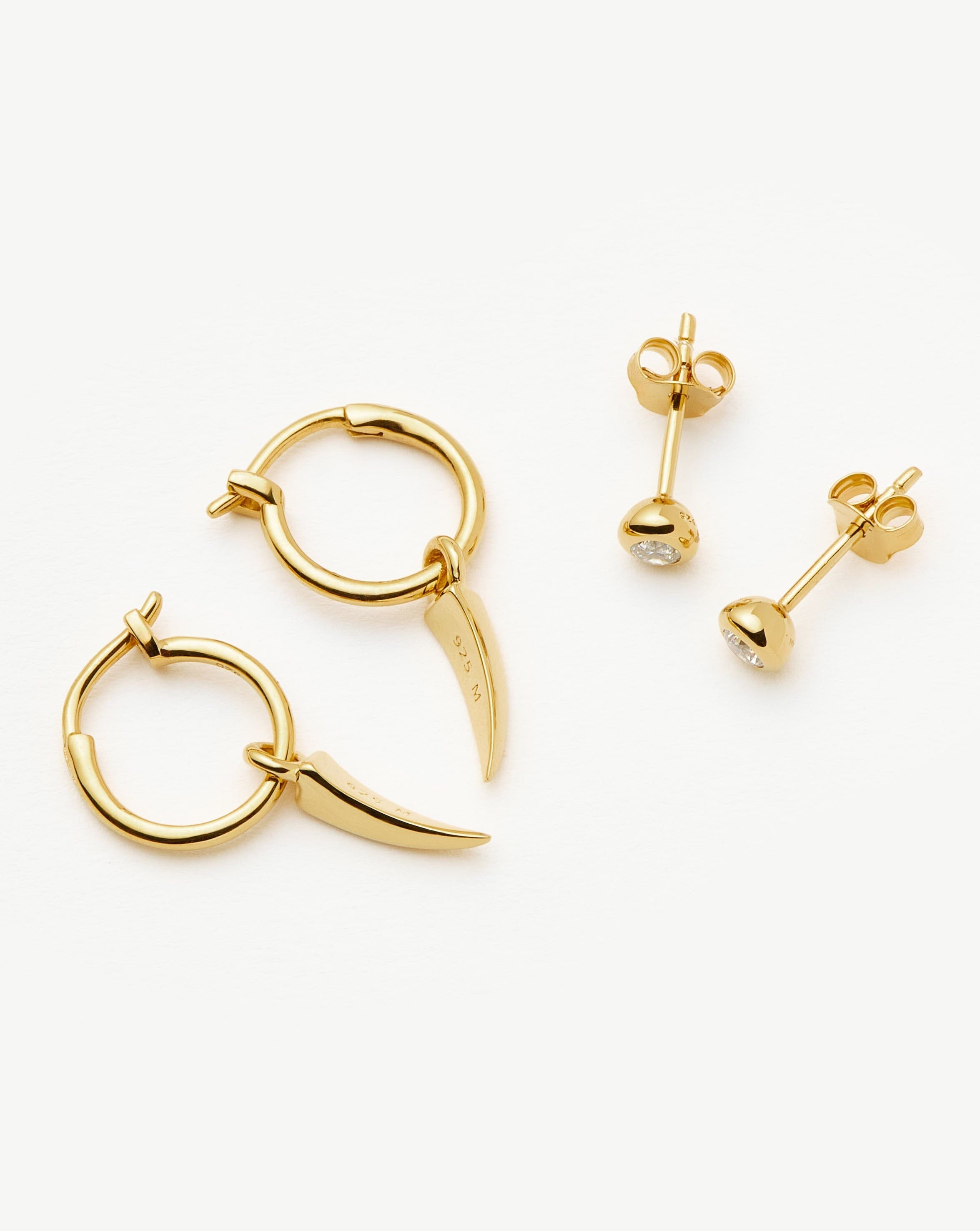 Claw Hoop & Stud Earrings Set | 18k Gold Vermeil