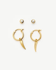 Claw Hoop & Stud Earrings Set | 18k Gold Vermeil