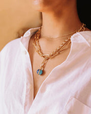 Deconstructed Axiom Sphere Chain Necklace | 18k Gold Plated / Lapis & Turquoise