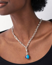 Deconstructed Axiom Sphere Chain Necklace | Silver Plated/Lapis & Turquoise