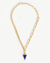 Deconstruked Axiom Triangle Chain Necklace | 18k Gold Plated/Lapis