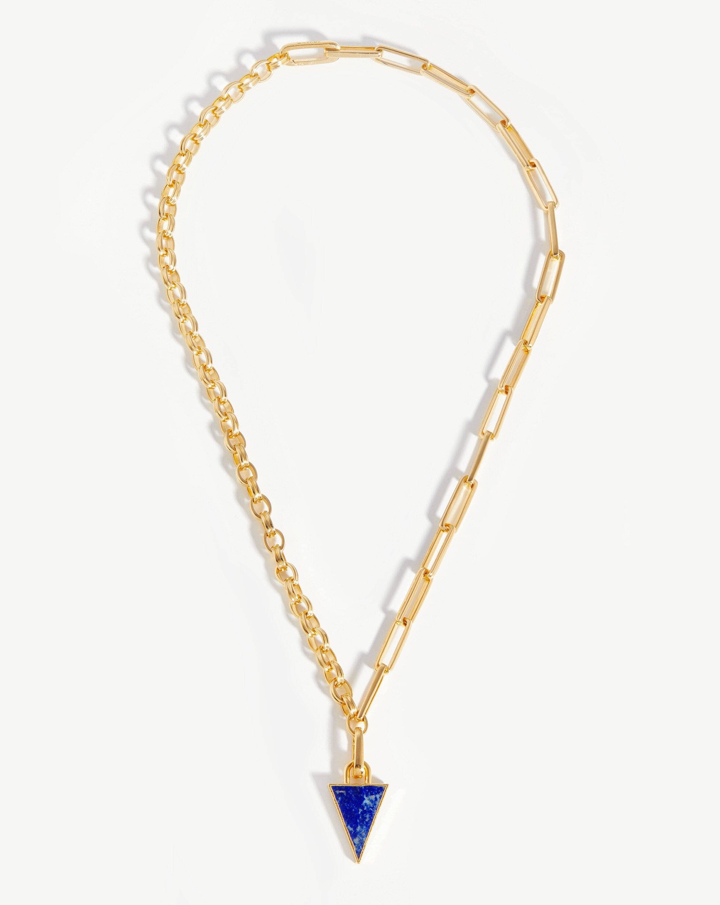 Deconstruked Axiom Triangle Chain Necklace | 18k Gold Plated/Lapis