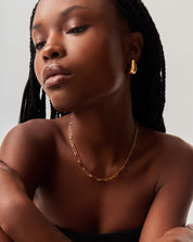 Dome Hoop Earrings & Chain Necklace Set | 18k Gold Plated