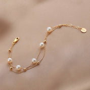 Layered Freshwater Pearl Bracelet 14K Yellow Gold