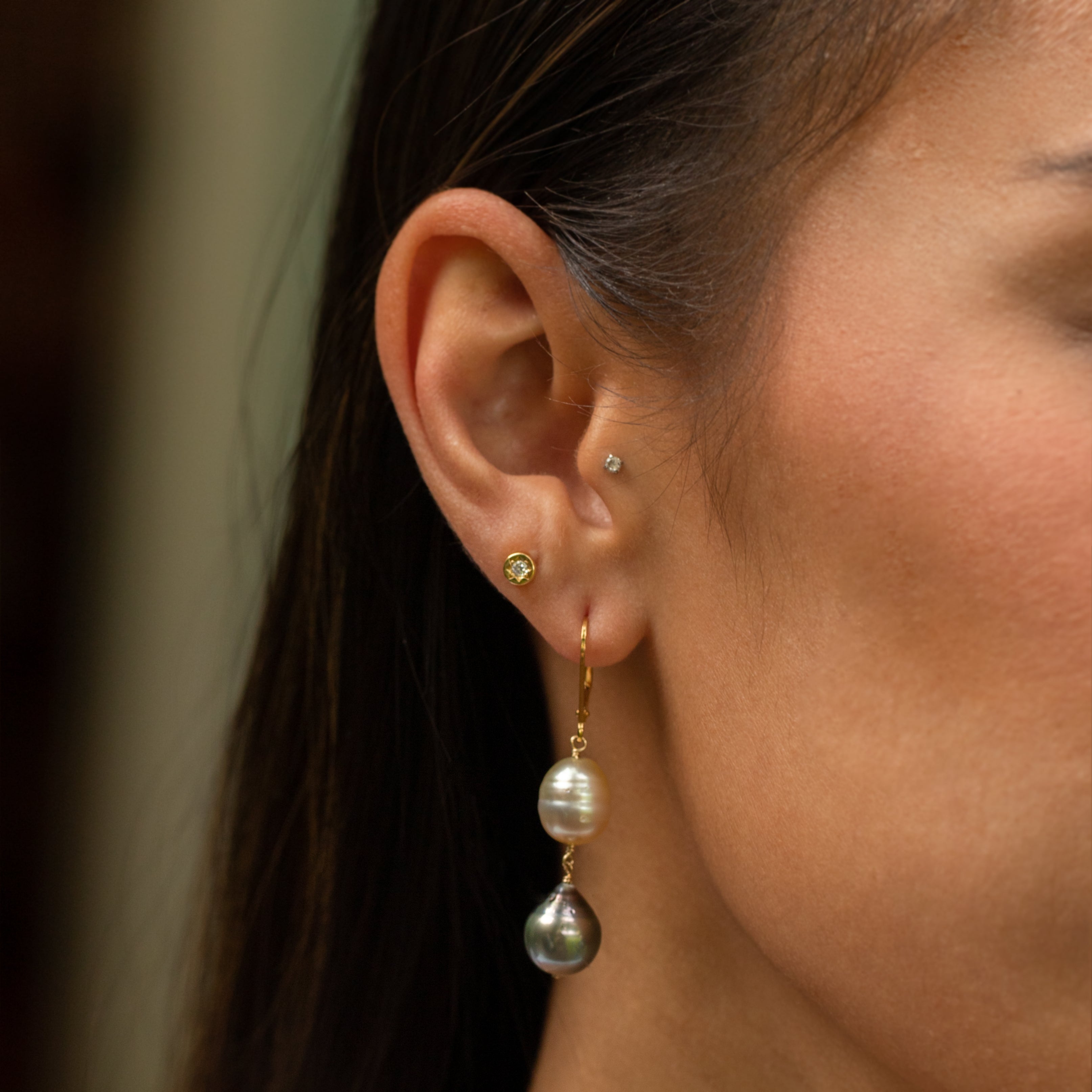 Tahitian & Golden Pearl Drop Earrings