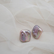 Square Baroque Freshwater Pearl Stud Earrings