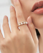 Elegant Pearl Ring On Elastic