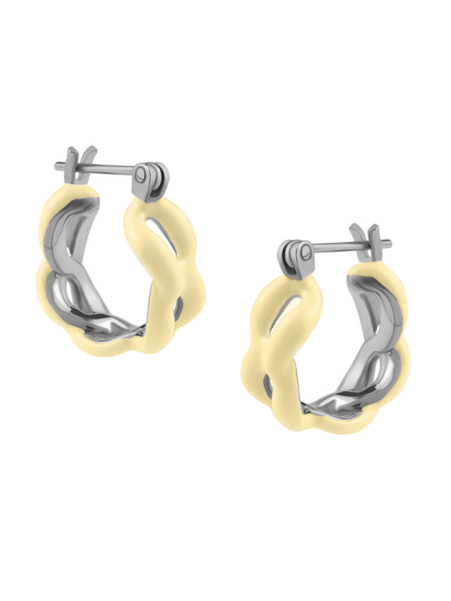 Enamel Link Huggy Hoops - Butter Yellow