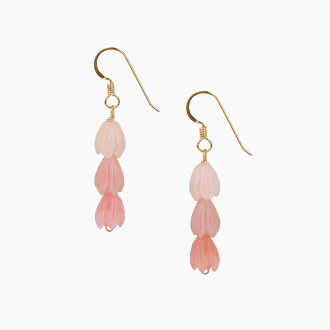 Triple Pink Pikake Drop Earrings