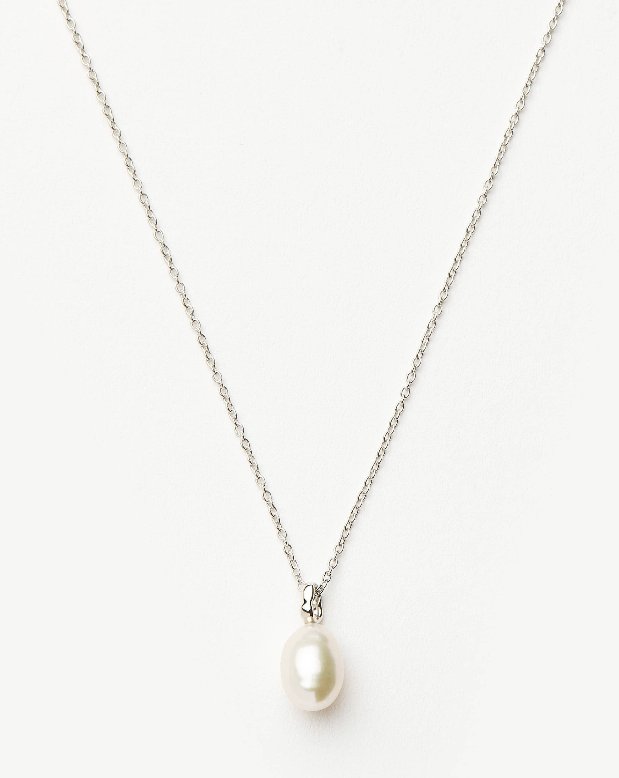 Fine Baroque Pearl Organic Pendant Necklace | 14k Solid White Gold/Pearl