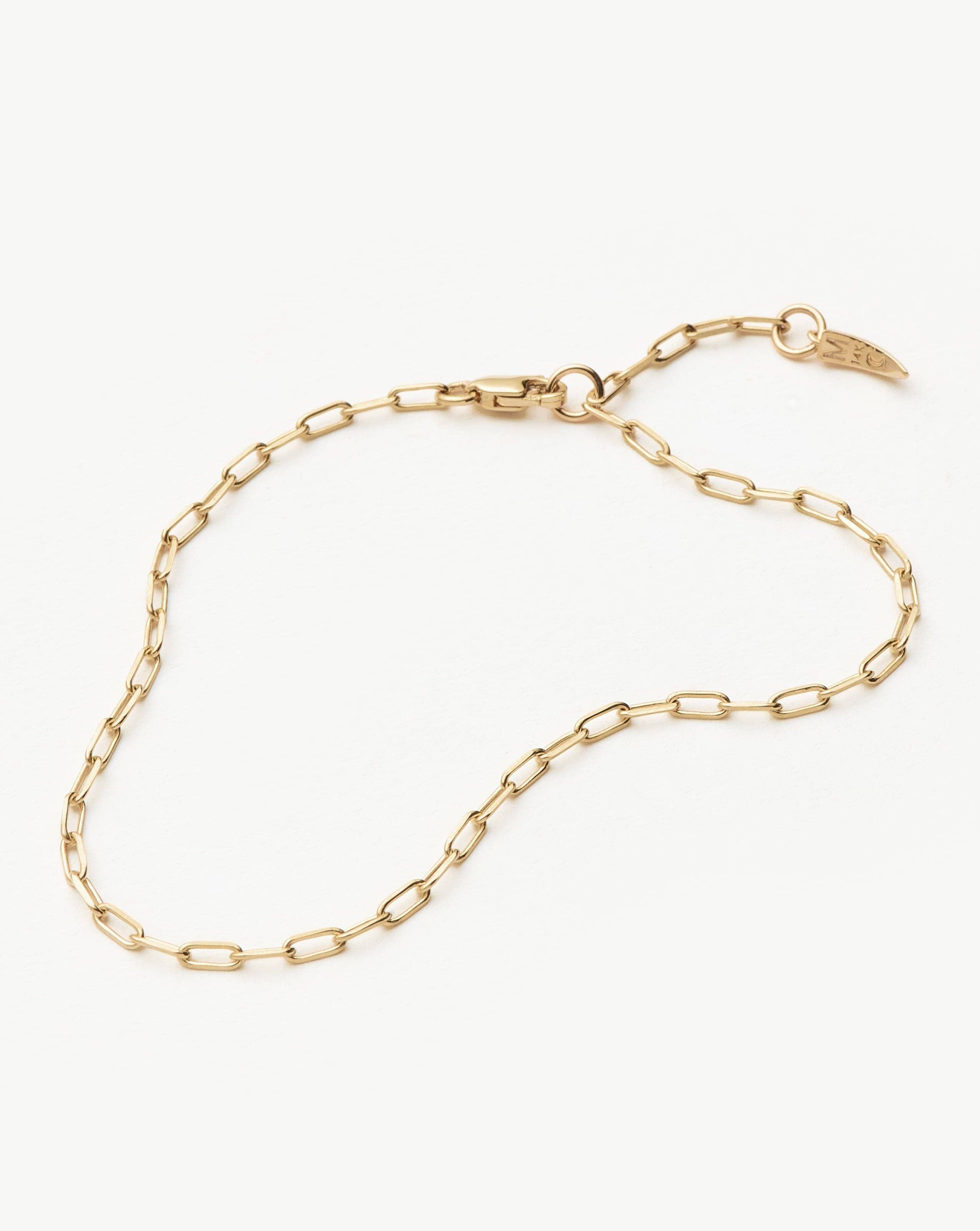 Fine Classic Paperclip Chain Bracelet | 14k Solid Gold