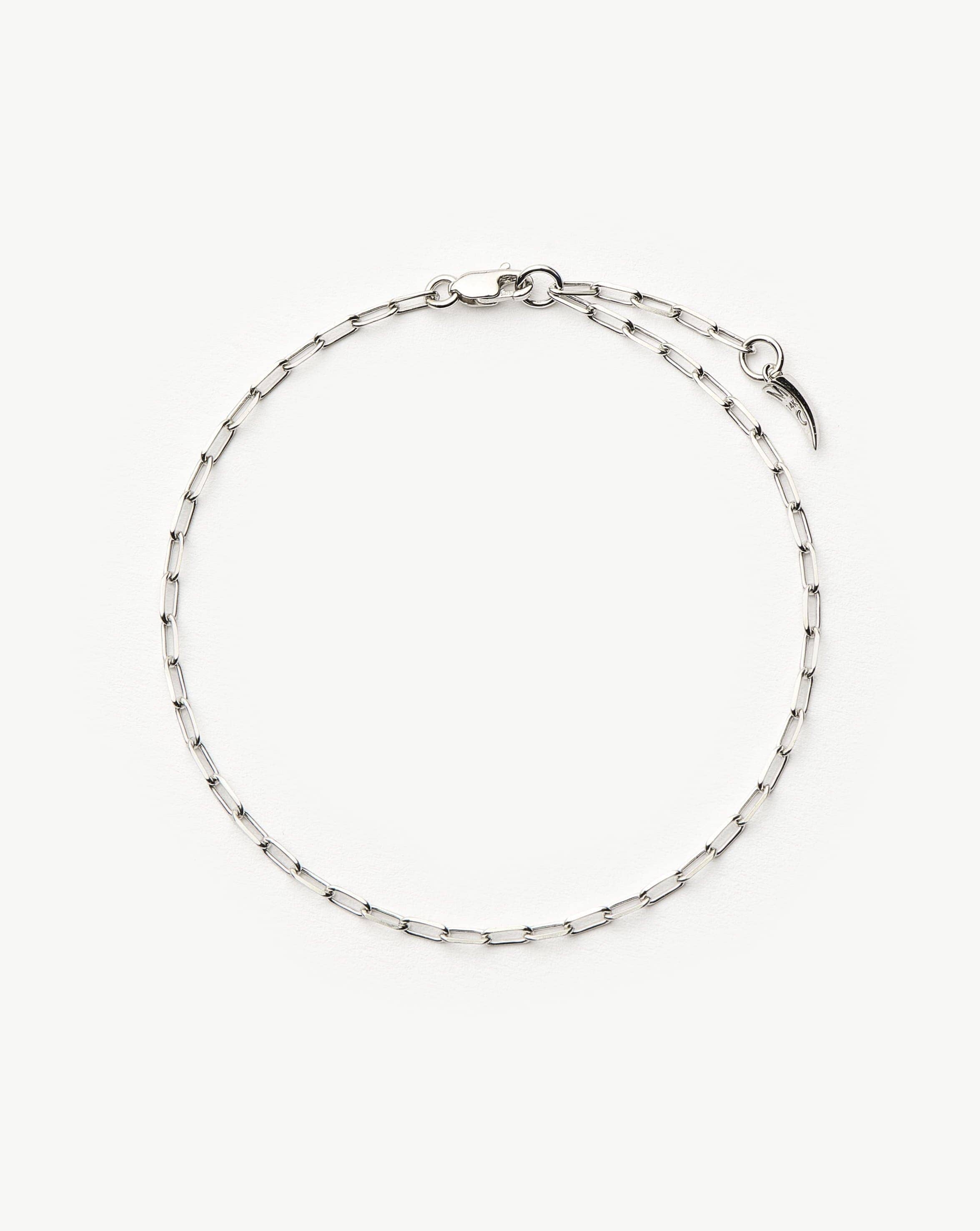 Fine Classic Paperclip Chain Bracelet | 14k Solid White Gold