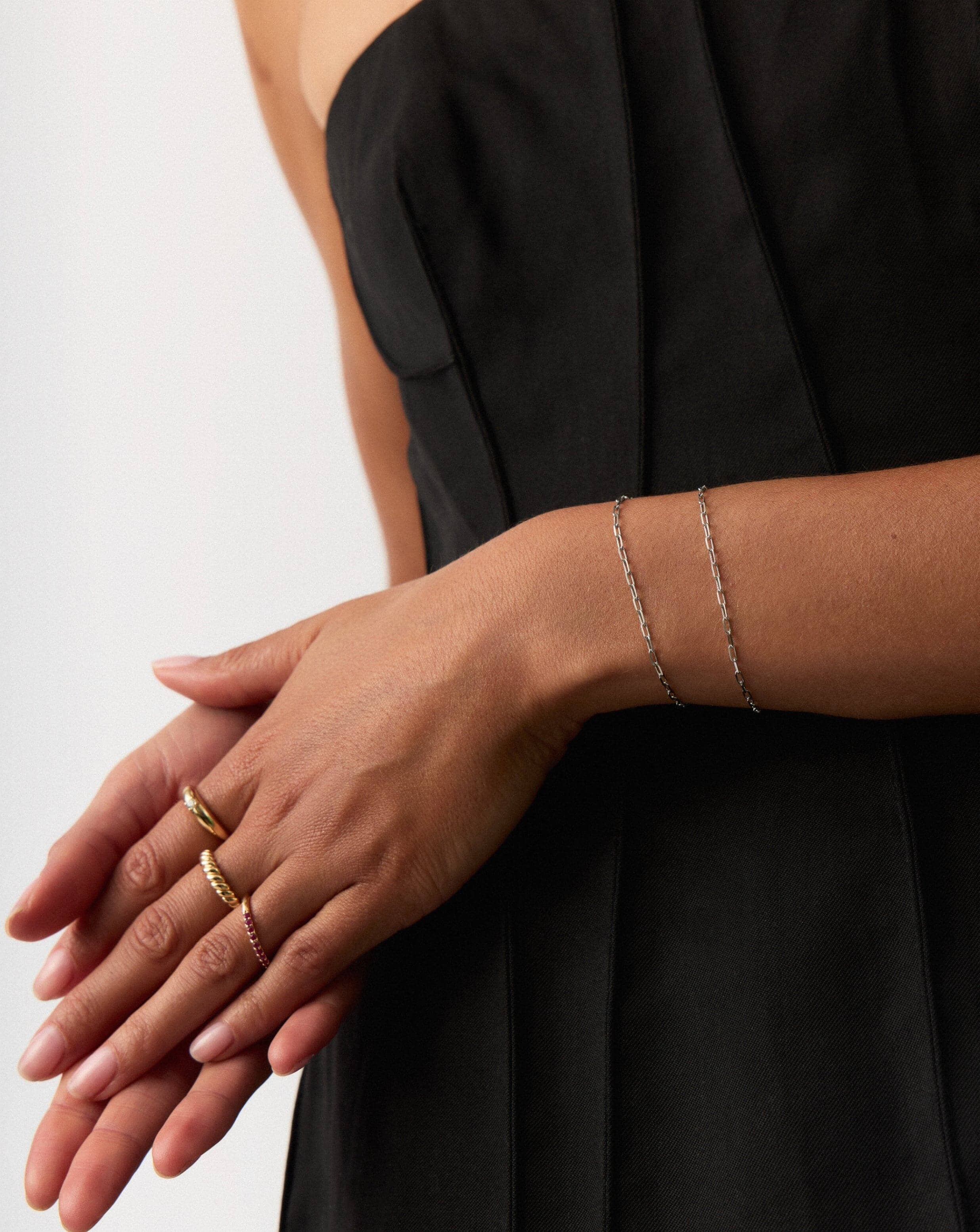 Fine Classic Paperclip Chain Bracelet | 14k Solid White Gold