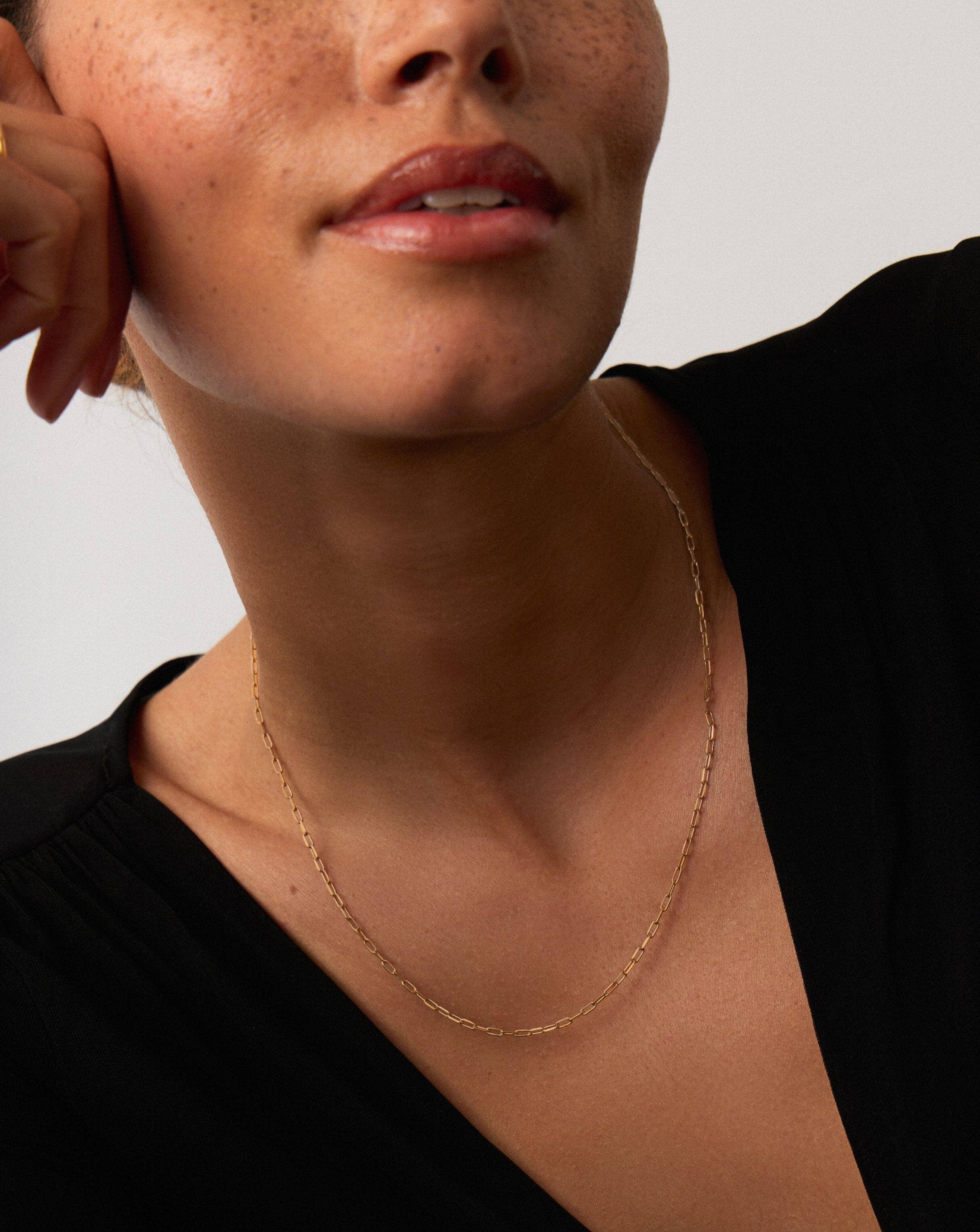 Fine Classic Paperclip Chain Necklace | 14k Solid Gold