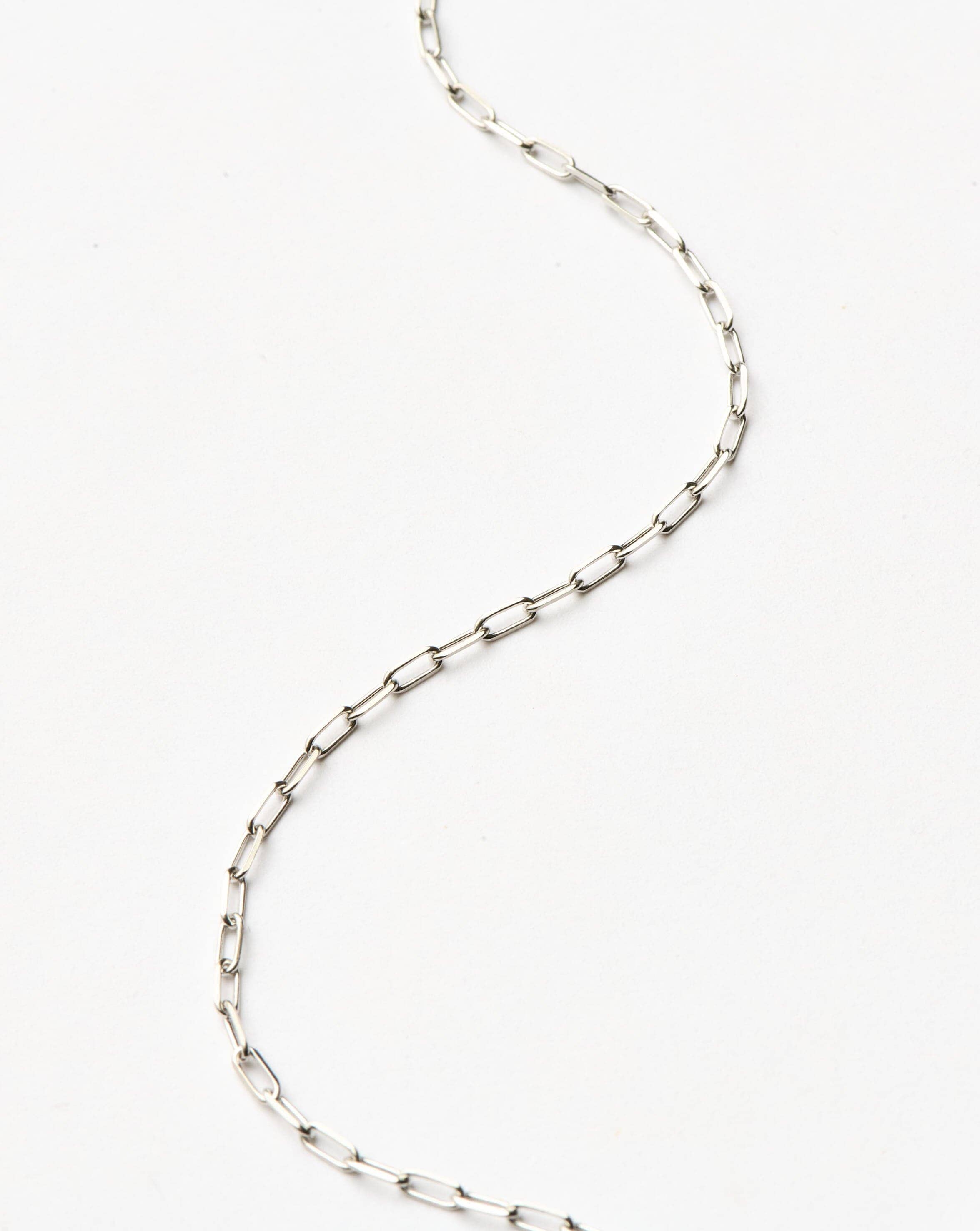 Fine Classic Paperclip Chain Necklace | 14k Solid White Gold