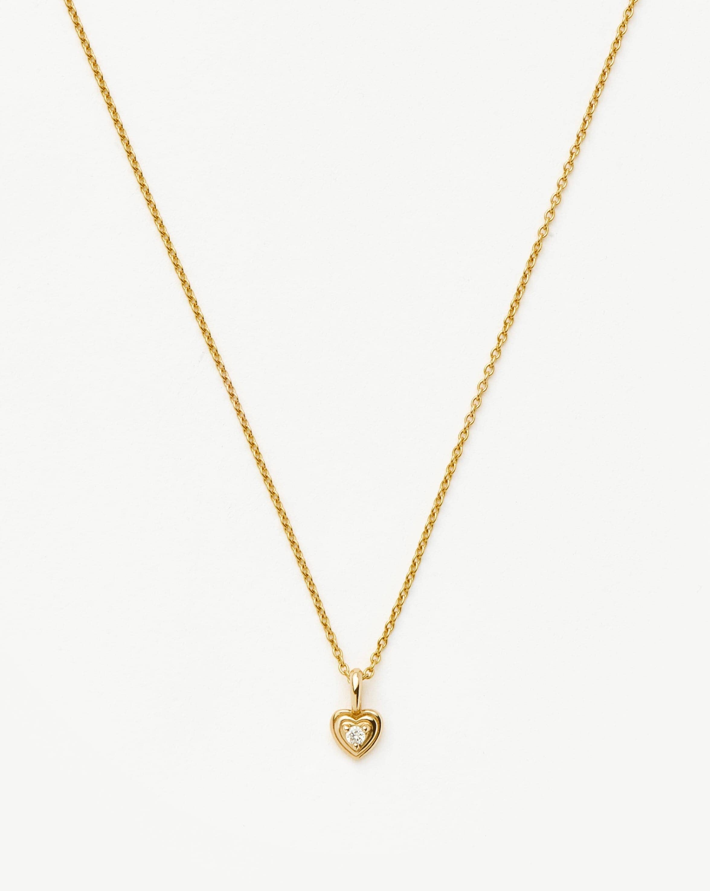 Fine Diamond Heart Mini Pendant Necklace | 14k solid Gold/Diamond