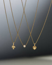 Fine Diamond Heart Mini Pendant Necklace | 14k solid Gold/Diamond